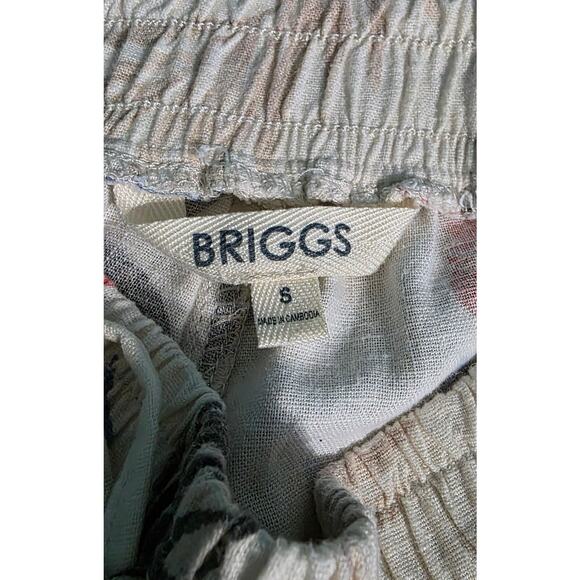 Briggs Linen Blend wide leg floral pants Elastic Waist Women's Boho Small - Picture 4 of 6